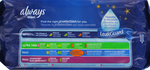 Always Overnight Maxi Pads with Wings Perspective: top