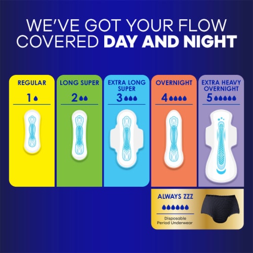 Always Maxi Pads Overnight Absorbency Size 4 Unscented Perspective: top