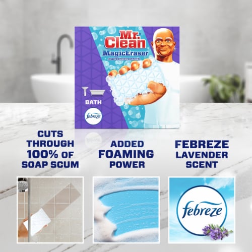 Mr. Clean Febreze Lavender Scent Magic Eraser Bath Cleaning Pads with Durafoam Perspective: top
