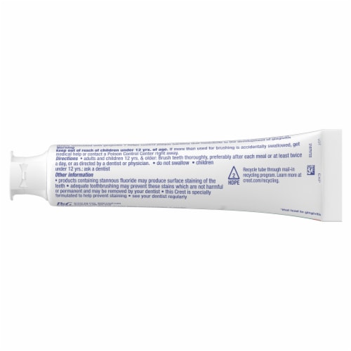 Crest Smooth Peppermint Flavor Premium Plus Anti-Bacterial Toothpaste Perspective: top