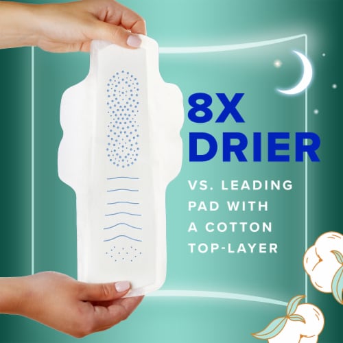 Always Pure Cotton Size 4 FlexFoam Overnight Unscented Pads with Wings Perspective: top