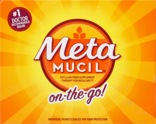 Metamucil 4-in-1 MultiHealth Real Sugar Fiber Orange Smooth Powder Packets Supplement Perspective: top