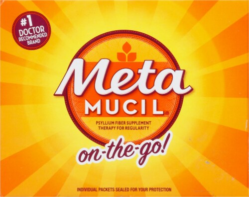 Metamucil 4-in-1 MultiHealth Real Sugar Fiber Orange Smooth Powder Packets Supplement Perspective: top