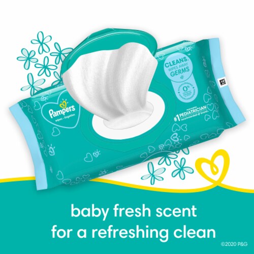 Pampers Complete Clean Baby Fresh Wipes Pop-Top Packs Perspective: top