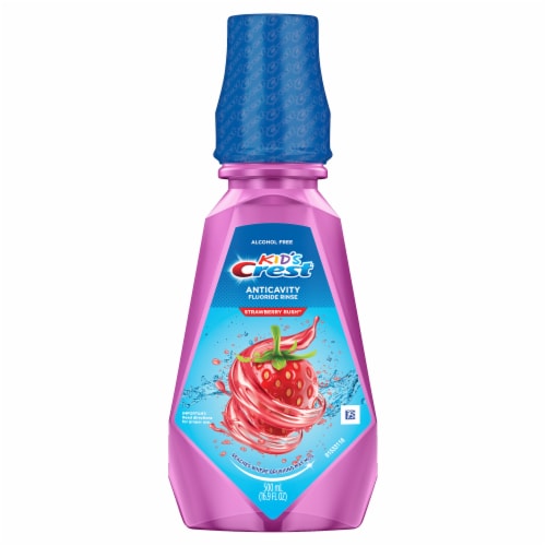 Crest Strawberry Rush Kid's Anticavity Alcohol Free Fluoride Rinse Perspective: top