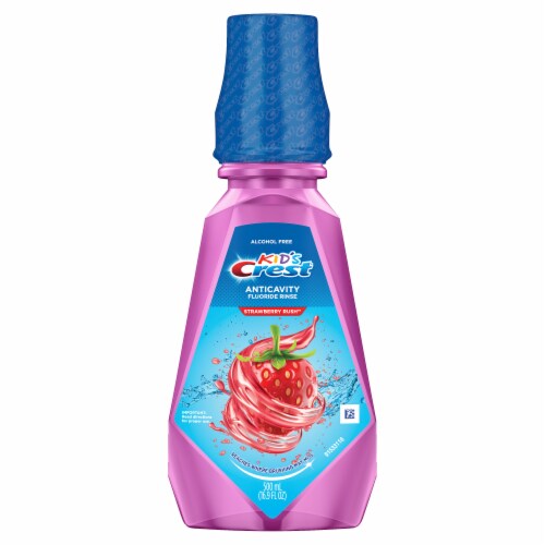 Crest Strawberry Rush Kid's Anticavity Alcohol Free Fluoride Rinse Perspective: top