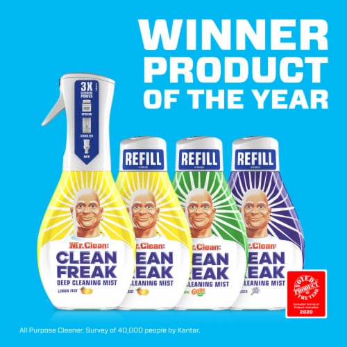 Mr. Clean Lemon Zest Scent Deep Cleaning Mist Multi-Surface Spray Starter Kit Perspective: top