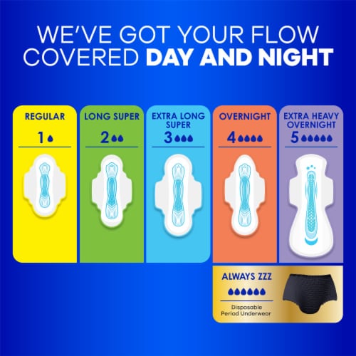 Always® Maxi Size 2 Long Super Unscented Pads with Flexi-Wings Perspective: top
