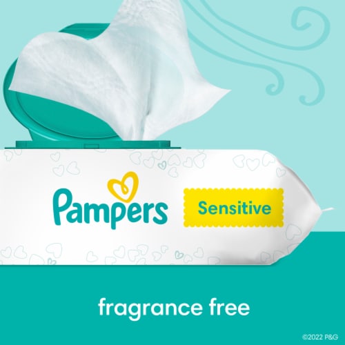 Pampers Sensitive Perfume Free Baby Wipes Perspective: top