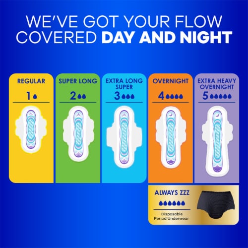 Always Ultra Thin Size 3 Extra Heavy Long Unscented Pads With Wings Perspective: top