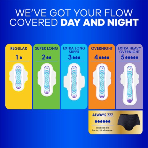 Always Ultra Thin Pads with Wings Extra Long Super Absorbency Size 3 Unscented Perspective: top
