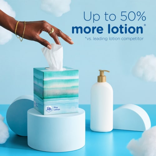 Puffs Plus Lotion Mega Cube Facial Tissue Perspective: top