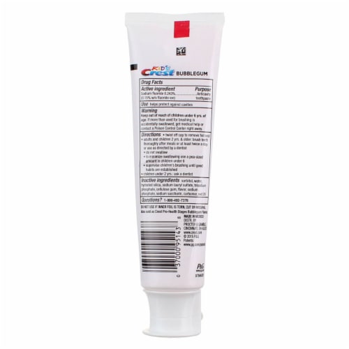 Crest Kids Cavity Protection Bubblegum Toothpaste Perspective: top