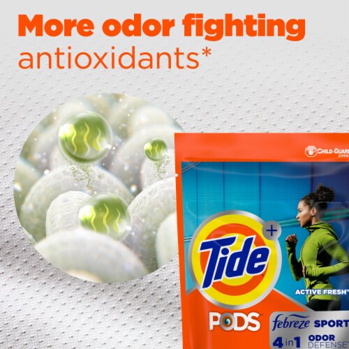 Tide PODS with Febreze Sport Odor Liquid Laundry Detergent Soap Pacs Perspective: top