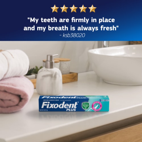 Fixodent Plus Breath Bacteria Guard Secure Denture Adhesive Perspective: top
