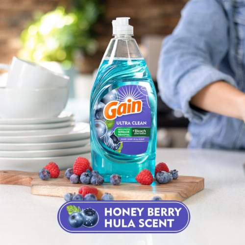 Gain Ultra + Bleach Alternative, Honey Berry Hula Scent Liquid Dish Soap Perspective: top