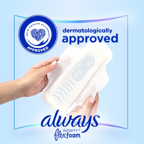 Always Infinity Size 2 Super Absorbency Unscented FlexFoam Pads with Wings Perspective: top