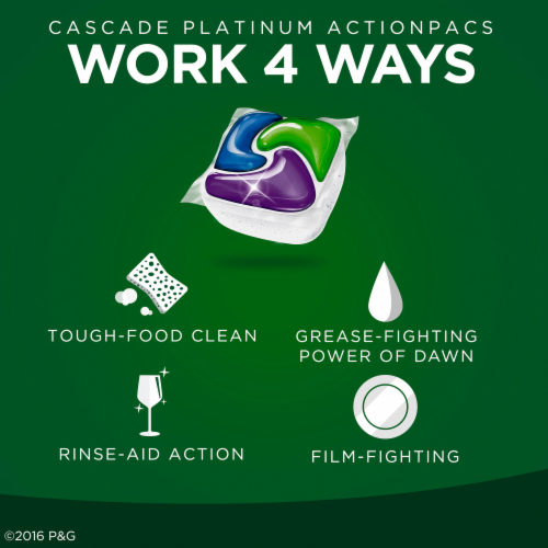 Cascade Platinum Fresh Scent Dishwasher Detergent Action Pacs Perspective: top