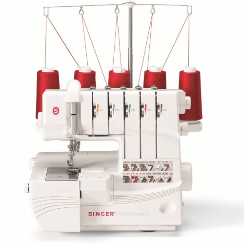 SINGER 14T968DC Professional 2 to 5 Thread Stitch Serger Sewing Machine, White Perspective: top