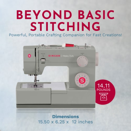 SINGER 4452 Heavy Duty Sewing Machine w/ 110 Applications and Accessories, Gray Perspective: top