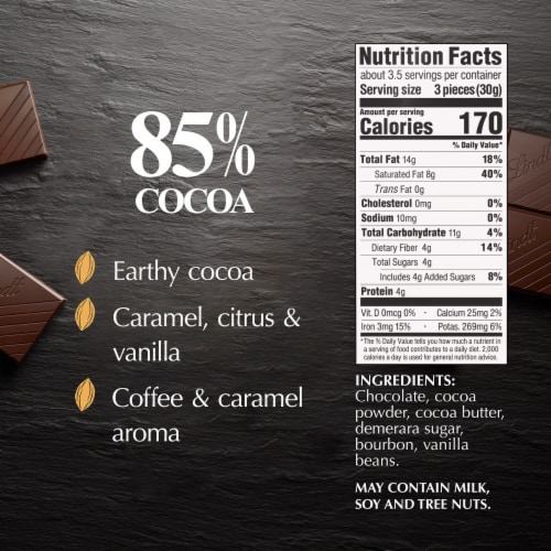 Lindt EXCELLENCE 85% Cocoa Dark Chocolate Candy Bar Perspective: top