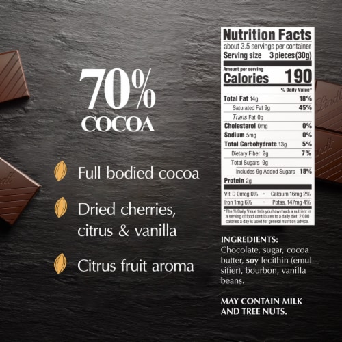 Lindt EXCELLENCE 70% Cocoa Dark Chocolate Candy Bar Perspective: top