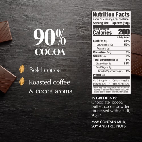 Lindt EXCELLENCE 90% Cocoa Dark Chocolate Candy Bar Perspective: top