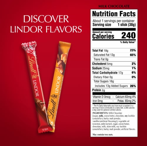 Lindt LINDOR Milk Chocolate Candy Truffle Stick Perspective: top