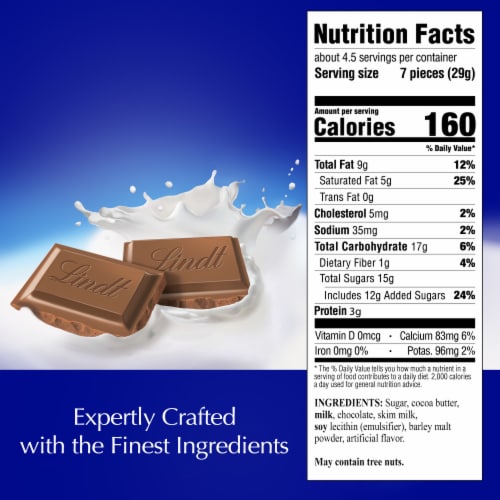 Lindt CLASSIC RECIPE Milk Chocolate Candy Bar Perspective: top