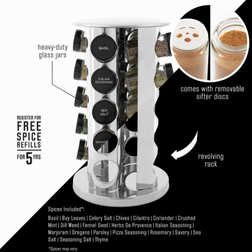 Kamenstein 20 Jar Revolving Countertop Spice Rack with Spices Included 8.5 D x 13.5 H Harris Teeter
