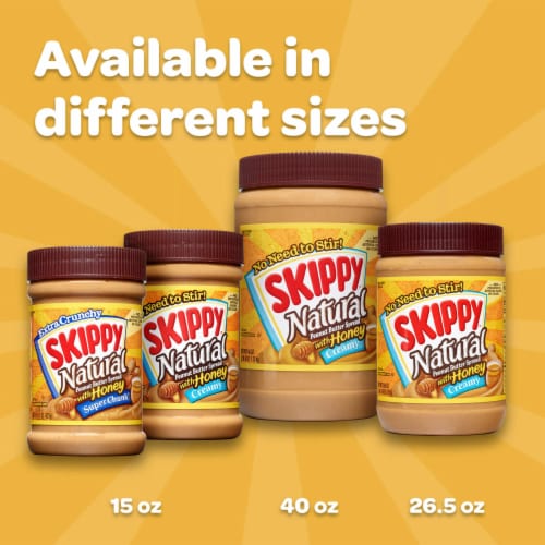 Skippy® Natural Creamy Peanut Butter Spread with Honey Perspective: top