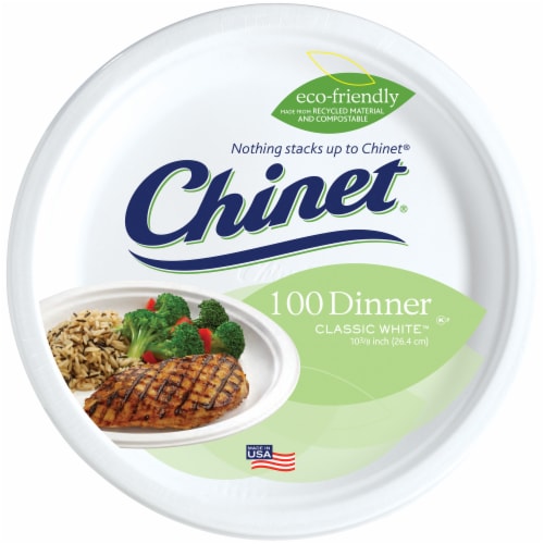 Chinet® Classic White Paper Dinner Plates Perspective: top