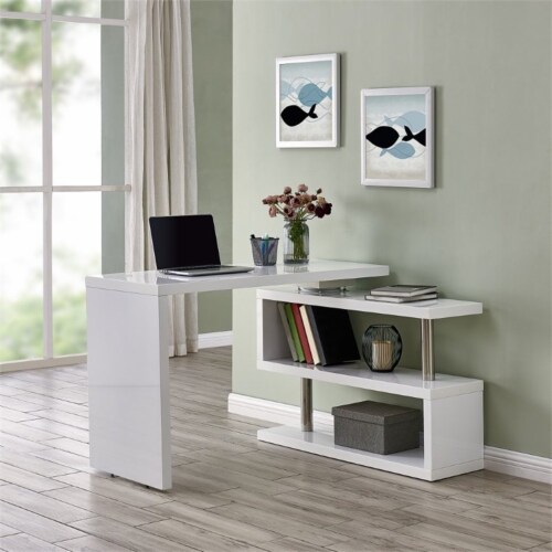 White and chrome writing desk discount