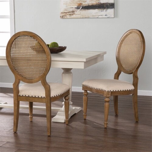 SEI Furniture Kippview 19.5 H Upholstered Dining Chair Natural/Cream (Set of 2) Perspective: top