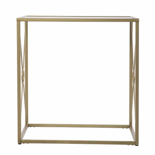 SEI Furniture Larden Mirror-Top End Table in Antiqued Mirror-Gold Perspective: top