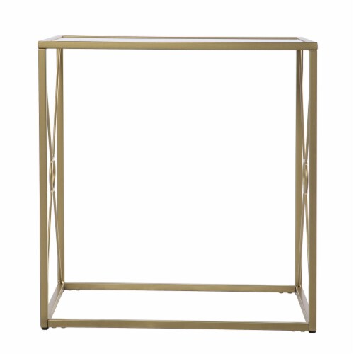SEI Furniture Larden Mirror-Top End Table in Antiqued Mirror-Gold Perspective: top
