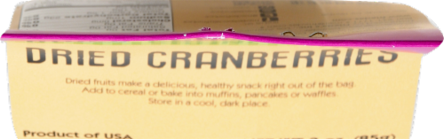 Frieda's Dried Cranberries Perspective: top