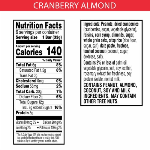 Kellogg's® Special K Cranberry Almond Chewy Nut Bars Perspective: top