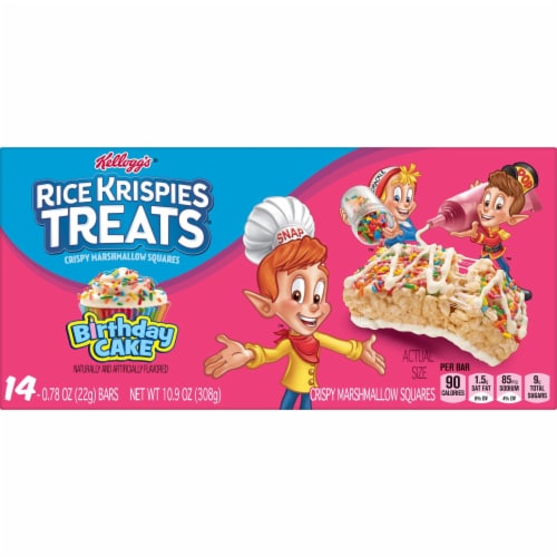 Kellogg's Rice Krispies Treats Birthday Cake Marshmallow Snack Bars, 10 ...