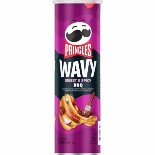 Pringles® Wavy Sweet and Spicy BBQ Potato Crisps Chips Perspective: top