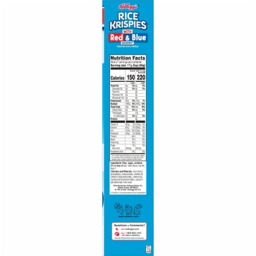Kellogg's Rice Krispies Original with Red and Blue Krispies Cold Breakfast Cereal Perspective: top