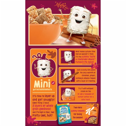 Kellogg's Frosted Mini Wheats Pumpkin Pie Spice Cold Breakfast Cereal Family Size Perspective: top