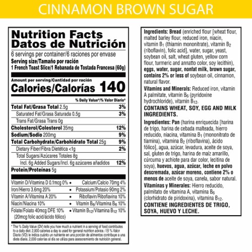 Kellogg's® Eggo® Thick and Fluffy Cinnamon Brown Sugar Frozen French Toast Perspective: top