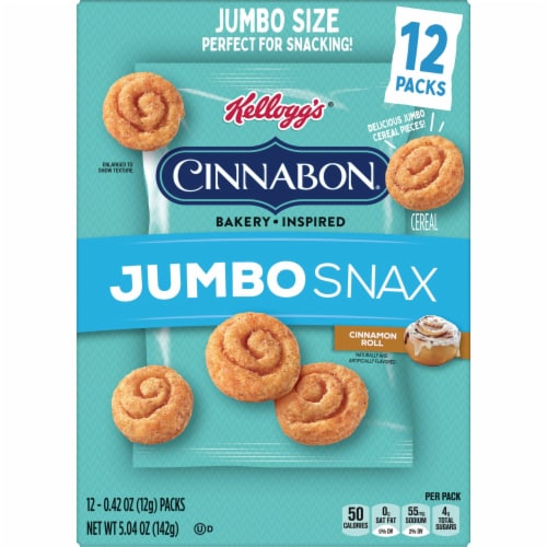 Kellogg's Jumbo Snax Cinnamon Roll Cereal Snacks Perspective: top