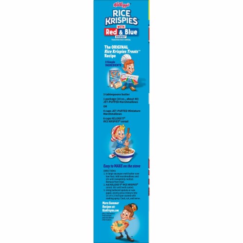 Kellogg's Rice Krispies Original with Red and Blue Krispies Breakfast Cereal Family Size Perspective: top