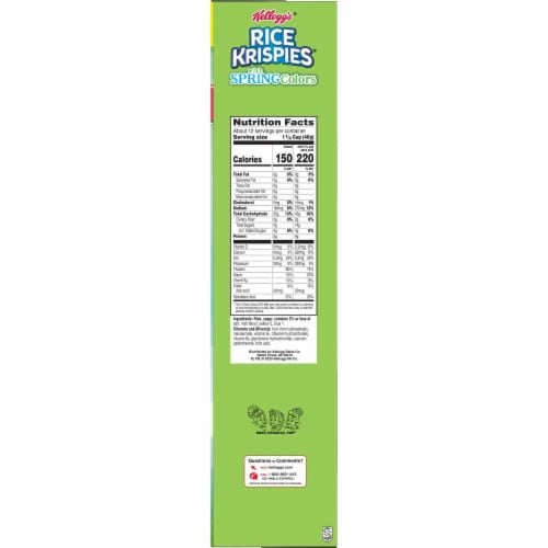 Kellogg's Rice Krispies Original with Spring Colors Breakfast Cereal Family Size Perspective: top