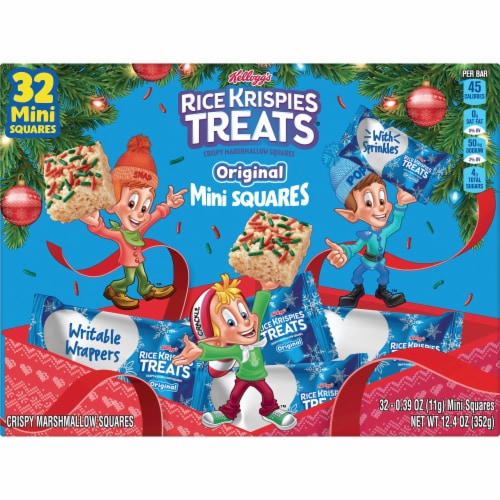 Kellogg's Rice Krispies Treats Original with Holiday Sprinkles Mini Marshmallow Snack Bars Perspective: top