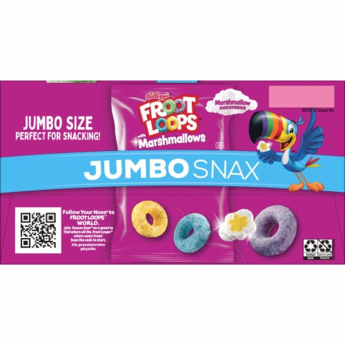 Kellogg's® Jumbo Snax Froot Loops Original with Marshmallows Family Size Cereal Snacks Perspective: top