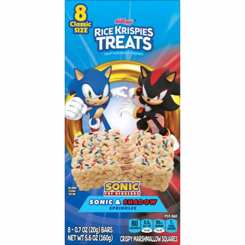 Kellogg's Rice Krispies Treats Sonic and Shadow Sprinkles Crispy Marshmallow Squares Perspective: top