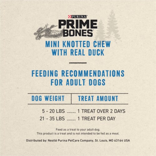 Purina Prime Bones Mini Knotted Chews Rawhide Free, Natural Dog Treats With Real Duck Perspective: top